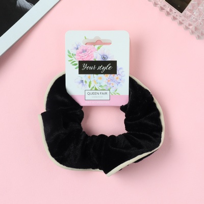 Резинка для волос QF «Орбита», классика бархат края, 10 см, чёрно-белая