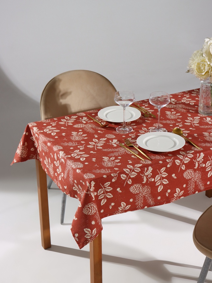Скатерть «Этель New Year's plants» 110×149 см, 100% хл, рогожка 186 г/м² - Фото 1