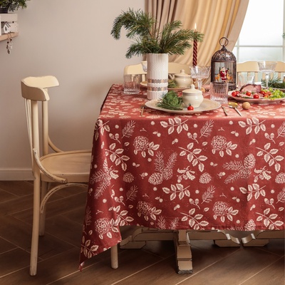 Скатерть «Этель New Year's plants» 149×250 см, 100% хл, рогожка 186 г/м²