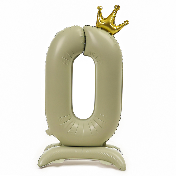 Воздушный шар фольгированный 42" «Цифра 0 с короной», на подставке - Фото 1