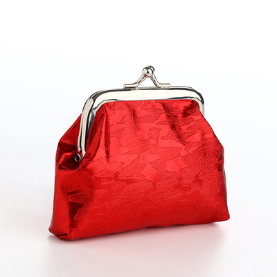 Кошелёк-монетница на фермуаре, 9×1.5×8 см, блестящий, красный
