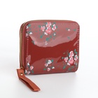 Кошелёк женский на молнии с ремешком, лакированный, коричневый - Фото 4