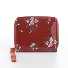 Кошелёк женский на молнии с ремешком, лакированный, коричневый - Фото 6