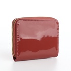 Кошелёк женский на молнии с ремешком, лакированный, коричневый - Фото 2