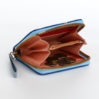 Кошелёк женский на молнии с ремешком, лакированный, синий - Фото 5