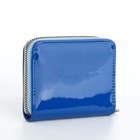 Кошелёк женский на молнии с ремешком, лакированный, синий - Фото 2