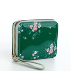 Кошелёк женский на молнии с ремешком, лакированный, зелёный - Фото 4