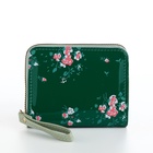 Кошелёк женский на молнии с ремешком, лакированный, зелёный - Фото 6