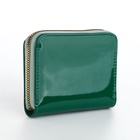 Кошелёк женский на молнии с ремешком, лакированный, зелёный - Фото 2
