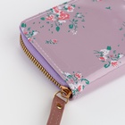 Кошелёк женский на молнии с ремешком, лакированный, сиреневый - Фото 3