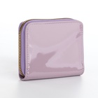 Кошелёк женский на молнии с ремешком, лакированный, сиреневый - Фото 2