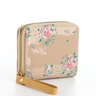 Кошелёк женский на молнии с ремешком, лакированный, бежевый - Фото 4