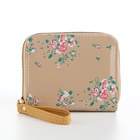 Кошелёк женский на молнии с ремешком, лакированный, бежевый - Фото 6