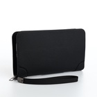 Портмоне мужское, с ручкой, на молнии, отдел для карт, монет, чёрное - Фото 6