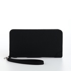 Портмоне мужское, с ручкой, на молнии, отдел для карт, монет, чёрное - Фото 5