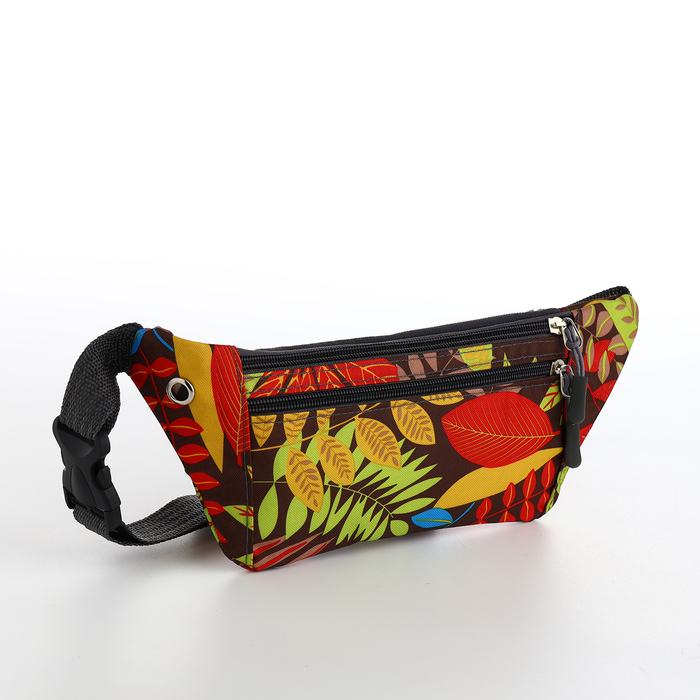 Поясная сумка на молнии, 30×1.5×10 см, 2 наружных кармана, разноцветная