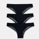 Набор женских трусов бразилиана (3 шт.), цвет черный, размер 44 (S) - фото 25345478