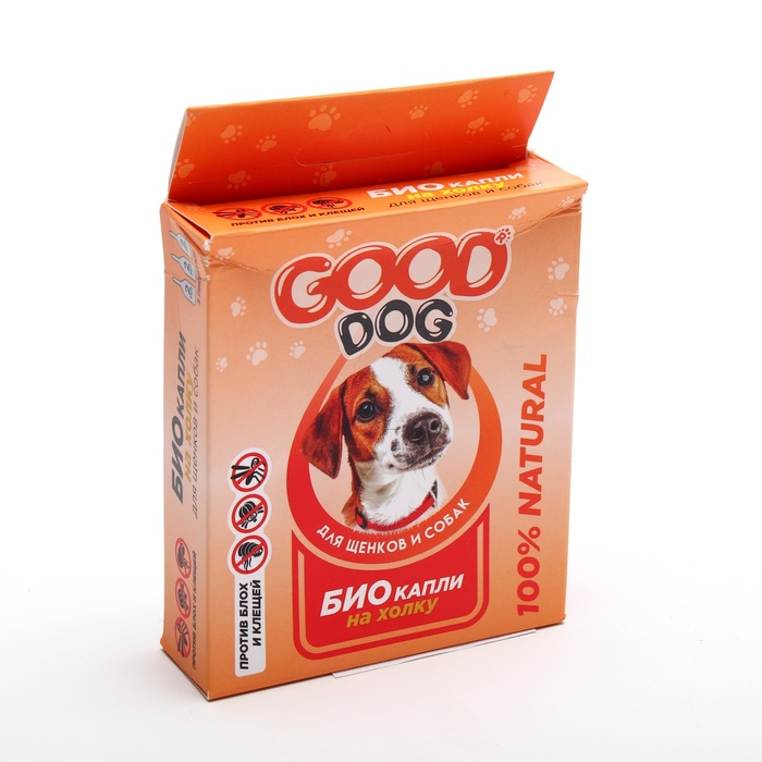 БИО капли GOOD DOG для щенков и собак от блох и клещей, 3 х 2мл - Фото 1