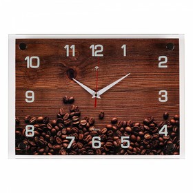 Часы настенные, интерьерные "Кофейные зерна", 25 х 35 см, бесшумные