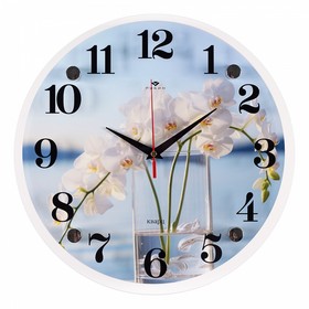 Часы настенные, интерьерные "Орхидея в воде", 30 х 30 см, бесшумные