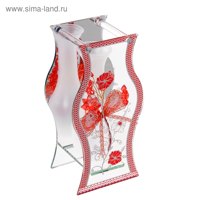 ваза стекло Калипсо 20*10 см цветы блеск - Фото 1
