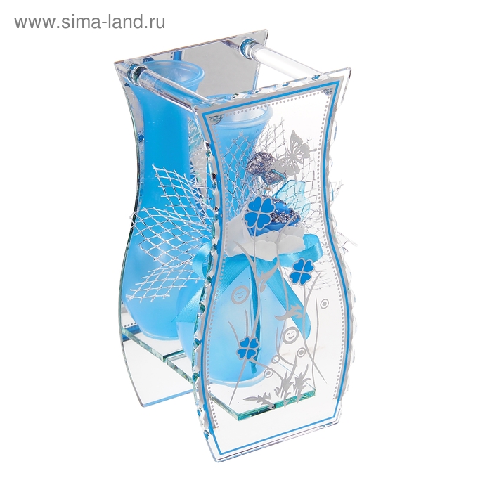 ваза стекло Калипсо 20*10 см роза декор - Фото 1