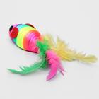 Мышь разноцветная с перьями, 5 см, радужная - фото 8247957