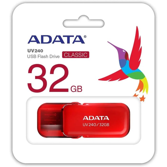 Флешка A-Data 32GB UV240 AUV240-32G-RRD USB2.0 красный - фото 51649552