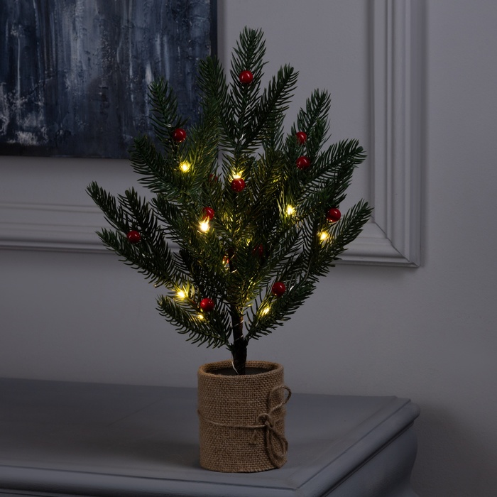 

Светодиодный куст «Ель малая» 35 см, 30 LED, батарейки AAx3 (нет в комплекте), свечение тёплое белое
