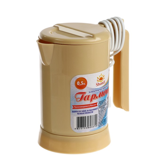 

Чайник электрический ShamS SH-002 Гармония, 0.5 л, пластик, 800 Вт, бежевый
