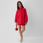 Костюм для девочки (рубашка и шорты) MINAKU, красный, рост 158-164 см - фото 25392092