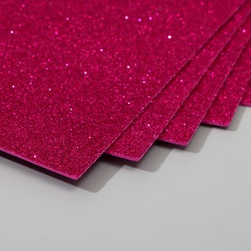 Набор глиттерного фоамирана (5 листов) 2 мм 20х30 см, фуксия (комплект 4 шт)