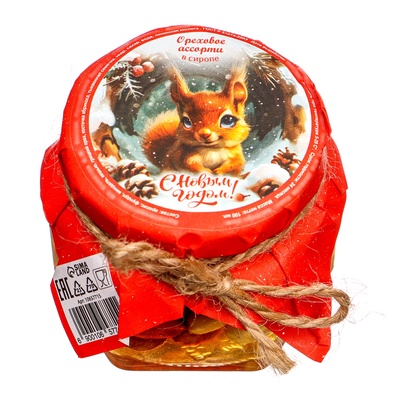 Подарочное новогоднее ореховое ассорти в сосновом сиропе «С Новым годом», 100 мл