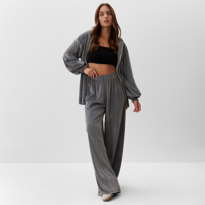 Костюм женский (толстовка, брюки) KAFTAN Plushy, размер 52-54, серый