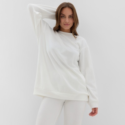 Костюм женский (свитшот, леггинсы) KAFTAN Plushy, размер 52-54, белый