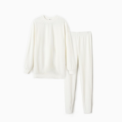 Костюм женский (свитшот, леггинсы) KAFTAN Plushy, размер 52-54, белый