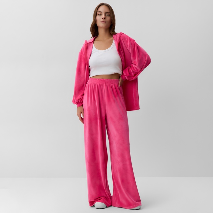 Костюм женский (толстовка, брюки) KAFTAN Plushy, размер 44-46, фуксия - Фото 1