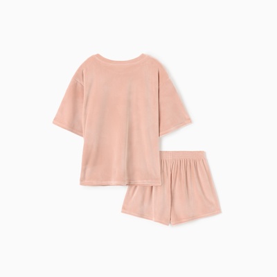 Пижама женская (футболка, шорты) KAFTAN Plushy, размер 40-42, бежевая