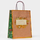 Пакет бумажный подарочный новогодний крафт «Счастливого нового года» 26×32×12 см - Фото 2