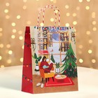 Пакет бумажный подарочный новогодний крафт "Новогодний уют" 26 х 32 х 12 см. - Фото 1