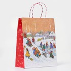 Пакет бумажный подарочный новогодний крафт «Новогоднее настроение» 26×32×12 см - Фото 2