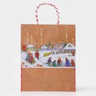 Пакет бумажный подарочный новогодний крафт «Новогоднее настроение» 26×32×12 см - Фото 3