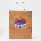 Пакет бумажный подарочный новогодний крафт «Новогодняя лампа» 26×32×12 см - Фото 4