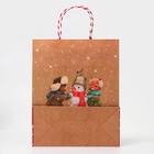 Пакет бумажный подарочный новогодний крафт «Снеговик» 18×22.3×10 см - Фото 4
