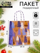 Пакет бумажный подарочный новогодний крафт «Волшебного нового года», с тиснением, 18×22.3×10 см - Фото 1