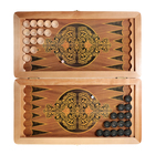 Нарды деревянные большие, настольная игра, 50 х 50 см, кожа, коричневые - фото 25384677