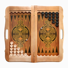 Нарды деревянные большие, настольная игра, 55 х 55 см, кожа, с ручкой, крокодил, черные - фото 26033334