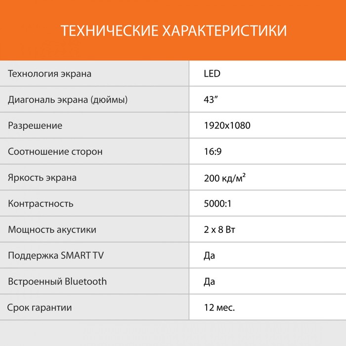 Телевизор LED SunWind 43" SUN-LED43XS301 Яндекс.ТВ черный FULL HD 60Hz DVB-T DVB-T2 DVB-C D   106694 - фото 51631766