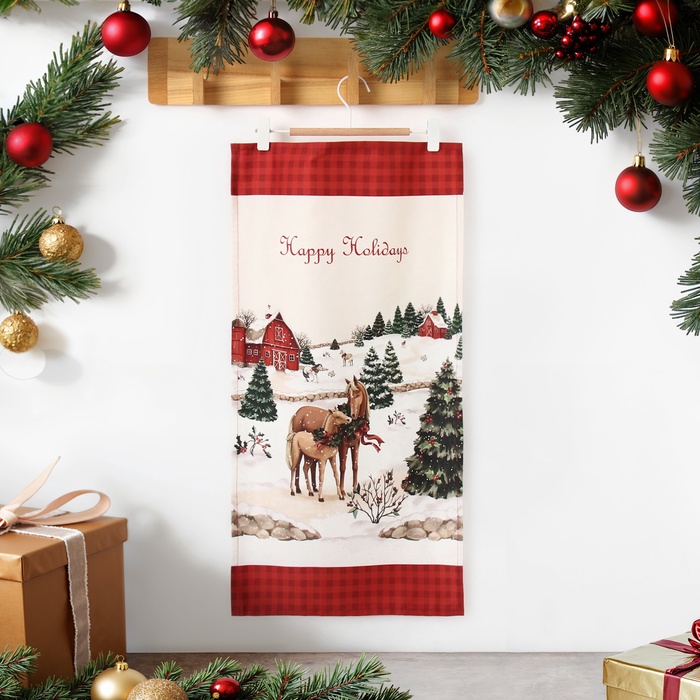 Полотенце Этель "Happy Holidays" 40х73 см, 100% хлопок, саржа 190 г/м2 - Фото 1
