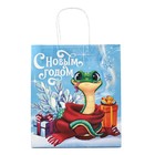 Пакет подарочный новогодний «Змея 2025», белый крафт, 22 х 25 х 12 см - фото 25481651